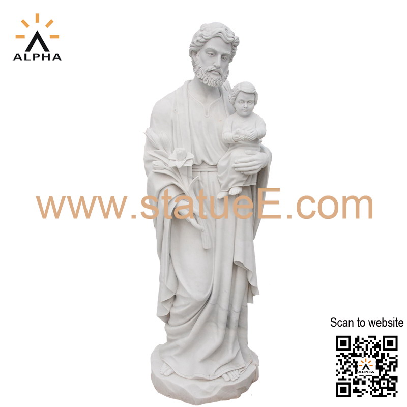 marble Joseph holding Jesus statue